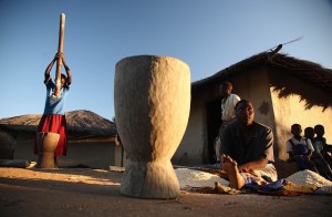 Malawian women pounding maize (photo credit: ILRI/Stevie Mann)