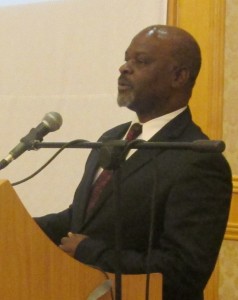 Honorable Dr. Allan Chiyembekeza giving keynote address